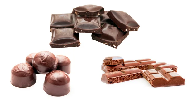 さまざまなチョコレートと異なる形 — ストック写真