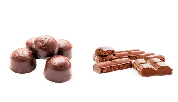 Διαφορετικά σοκολάτα και διαφορετικά σχήματα — Φωτογραφία Αρχείου