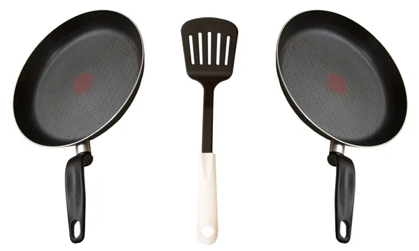 Kitchen shovel and two pans for cooking — Stock Photo, Image