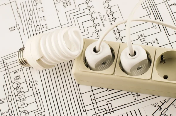 Luminescent lamp socket and plug — Stock Photo, Image