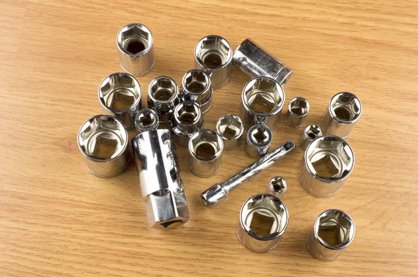 Set of different nozzle to tighten the bolts — Stock Photo, Image