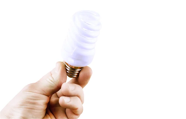 Флуоресцентная лампа в руке — стоковое фото