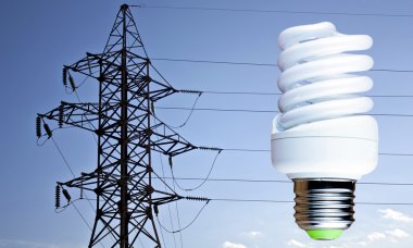 Floresan ampul arka plan elektrik hattı destek