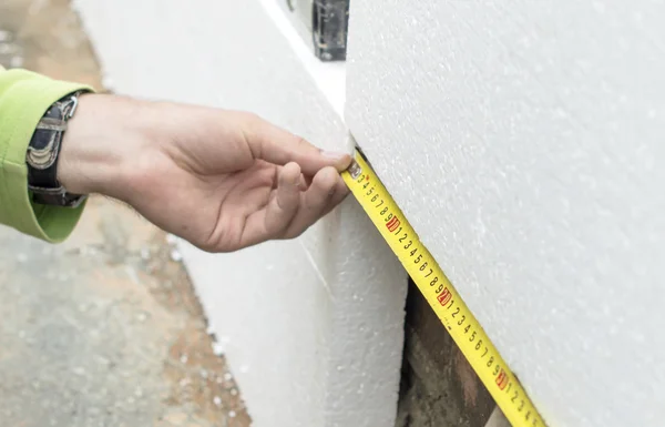 Length measurement foam plastic — Stock Photo, Image