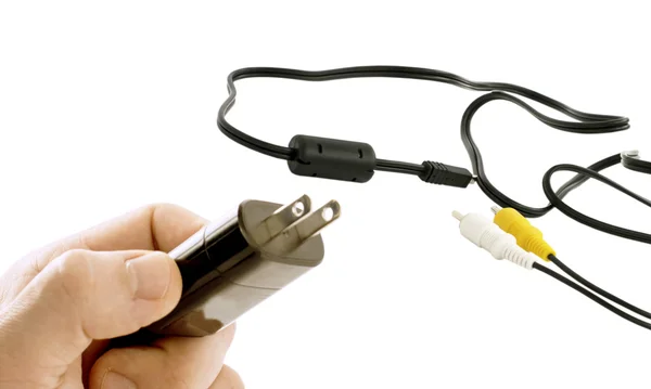 Svart kabel och adapter — Stockfoto