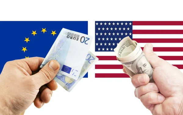 ABD Doları ve Euro fl arka planı elinde