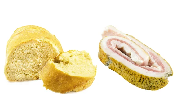 Färskt bröd och bacon — Stockfoto