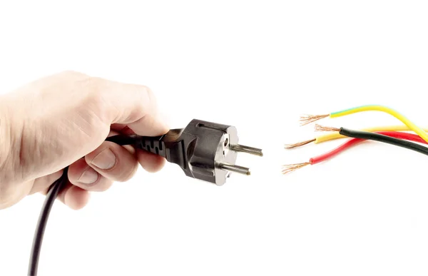 Plug in your hand and various wires — Stock Photo, Image