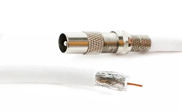 Koaxial kabel och adapter för TV-sändningar — Stockfoto