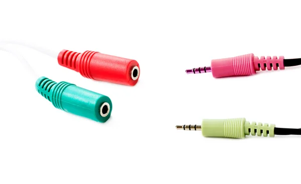 Connecting audio adapter to the connector — Stock Photo, Image