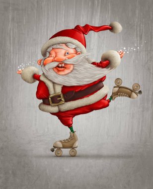 Noel Baba kayıyor ve ışık yıldızlarını dağıtıyor.