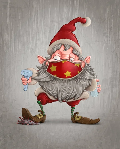 Santa Claus Kovid Preventivních Zařízení — Stock fotografie