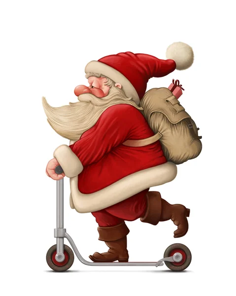 Santa Claus y el Push scooter — Foto de Stock