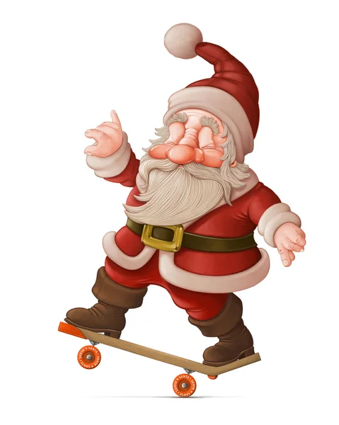 Santa claus op skateboard — Stockfoto