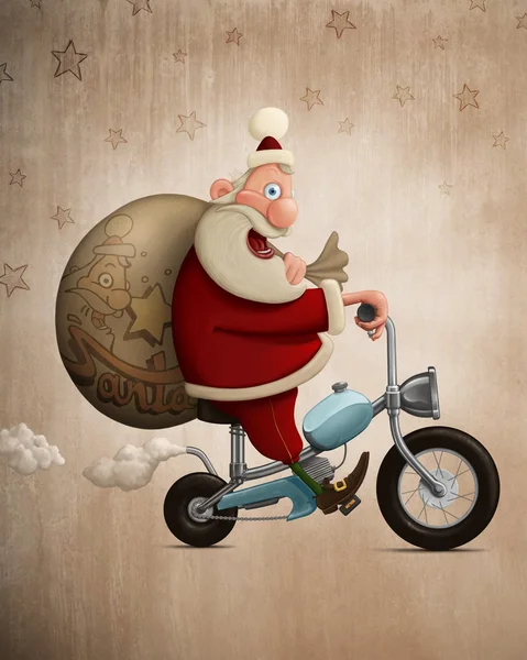 Noel Baba motosiklet teslim — Stok fotoğraf