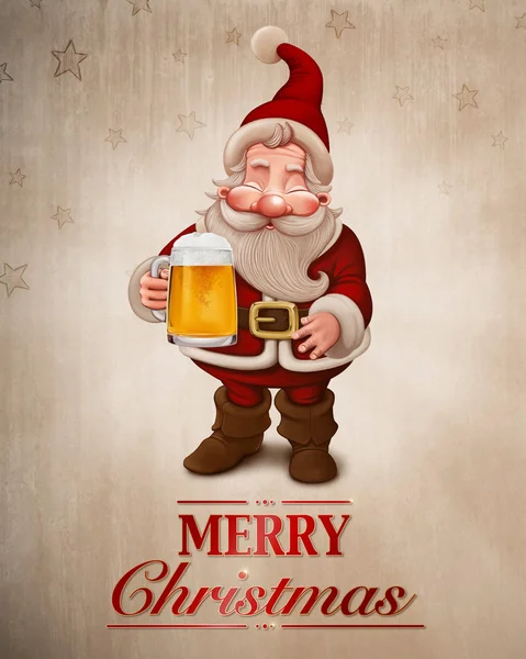 Santa Claus bier wenskaart — Stockfoto