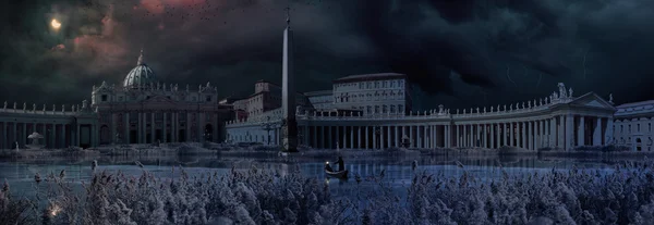 Apocaliptical scena na placu Saint Peter w Rzymie — Zdjęcie stockowe