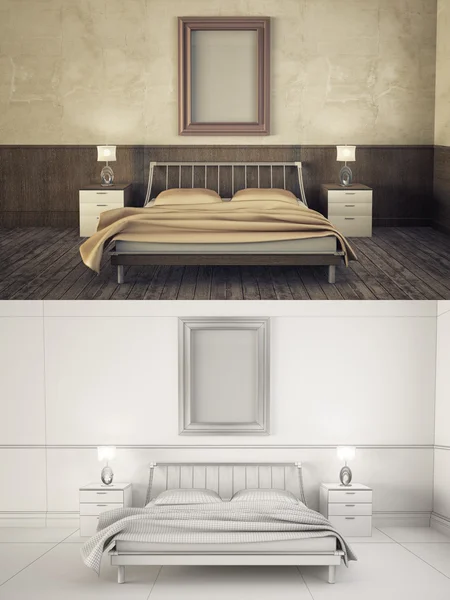 Mock-up moldura interior - BEDROOM — Fotografia de Stock