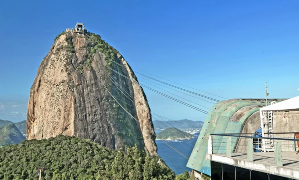 Una vista sobre Pan de Azúcar, desde la montaña Corcovado en Río de Janeiro — Foto de Stock
