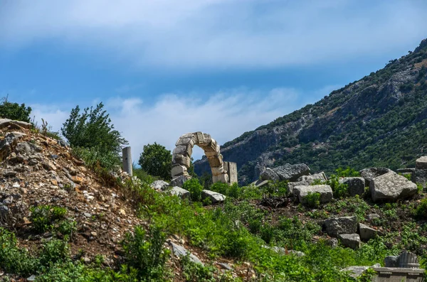 Zříceniny Starověkém Řeckém Městě Efesus Nebo Efes Pobřeží Ionia Moře — Stock fotografie