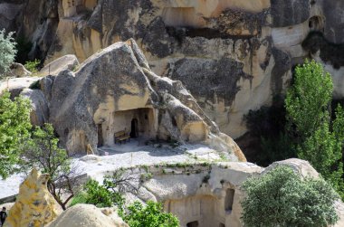 Kapadokya - Goreme Açık Hava Müzesi, yukarıdan görüş. Türkiye