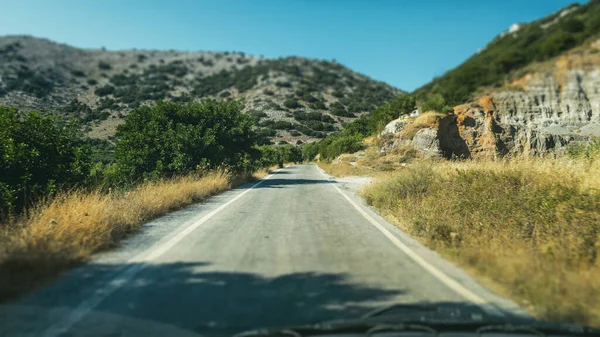 Road Sea Mountains Crete Island Greece — Stock Photo, Image