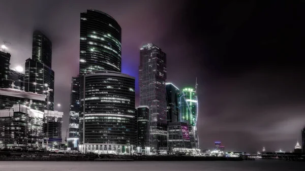 Paysage Urbain Nocturne Des Bâtiments Ville Moscou — Photo