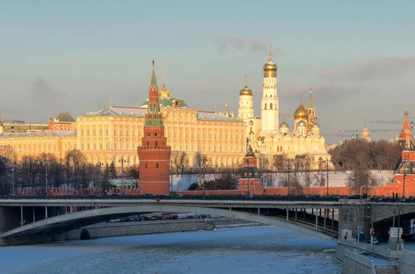 Москва Вид Кремль Москву Сонячний Зимовий День — стокове фото