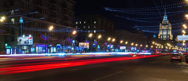 크리스마스 모스크바 쿠투조프 저녁에 러시아 — 스톡 사진