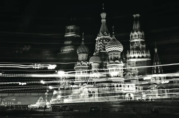 Catedral São Basílio Praça Vermelha Moscou Rússia Fotografia Monocromática Preto — Fotografia de Stock