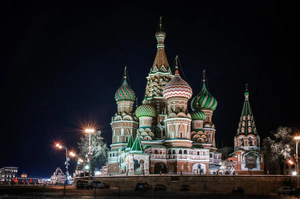 Nachtansicht Der Basilius Kathedrale Die Kathedrale Von Wassili Dem Seligen — Stockfoto