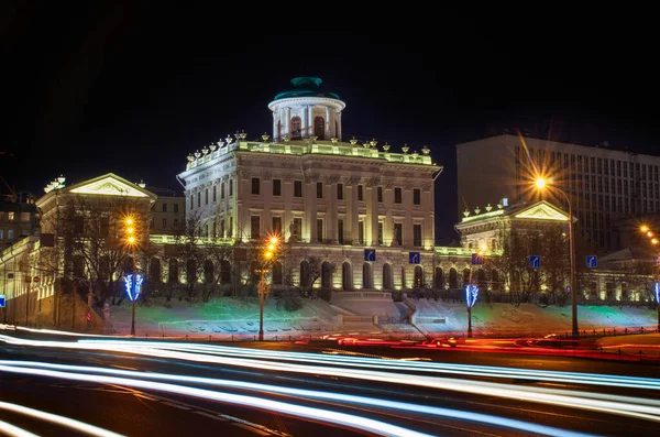 Casa Pashkov Atual Proprietário Palácio Biblioteca Estatal Russa Paisagem Noturna — Fotografia de Stock