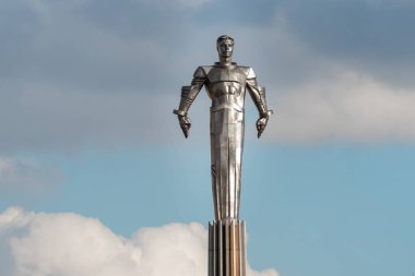 MOSCOW, Rusya - 21 Şubat 2020: Yuri Gagarin Anıtı (uzaya çıkan ilk insan))