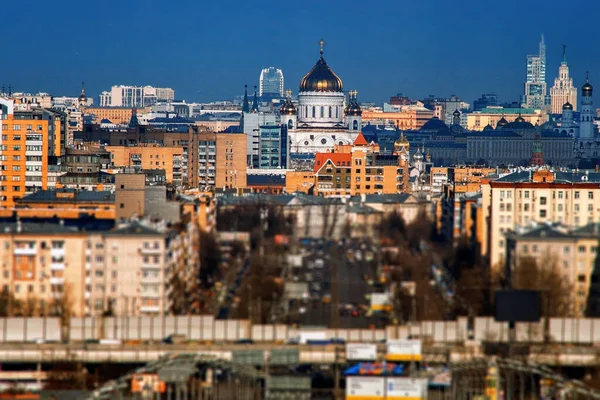 Russia Moscow February 2020 Beautiful View Spring Moscow Bridge Sparrow — Stock Photo, Image