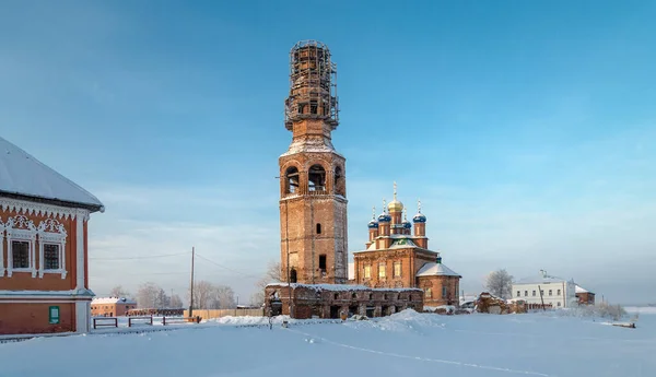 Winterlandschap Wijk Stroganovs Usolye Perm Territory Rusland — Stockfoto