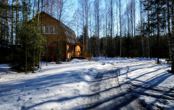 Casa Legno Nella Foresta Russa — Foto Stock