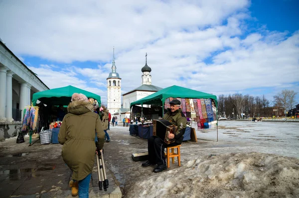 Suzdal Russia Marca 2015 Zimowy Dzień Rosyjskim Mieście Suzdal Jeden — Zdjęcie stockowe