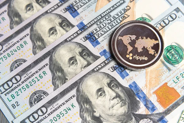 Onda Cripto Moneda Dólares Estadounidenses Cierre Criptomoneda Digital Intercambio Negocios — Foto de Stock