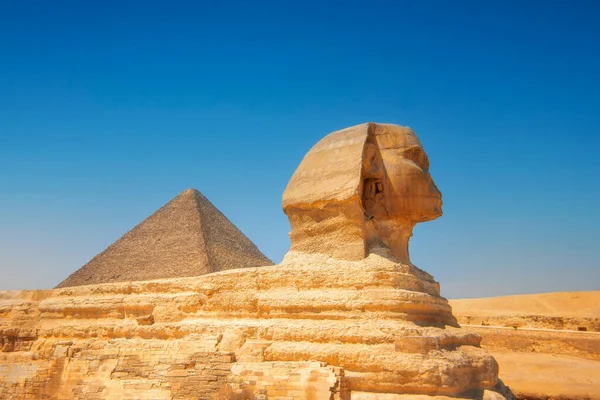 Grande Sfinge Piramidi Famosa Meraviglia Del Mondo Giza Egitto — Foto Stock