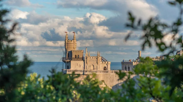 Castle Swallow's Nest on the cliff over the Black Sea close-up, Crimea, Yalta. One of the most popular tourist attraction of Crimea.