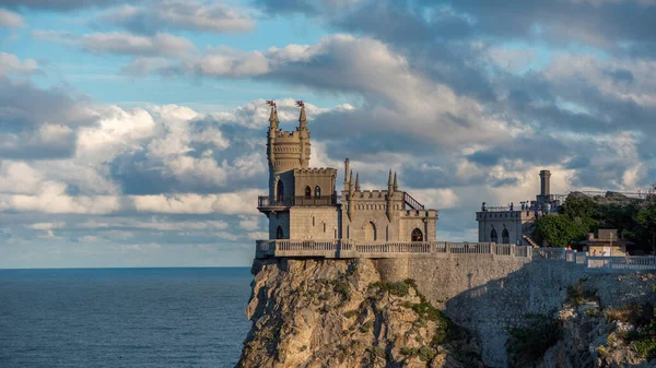 Castle Swallow\'s Nest on the cliff over the Black Sea close-up, Crimea, Yalta. One of the most popular tourist attraction of Crimea.