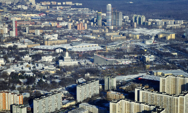VDNKh (All-Russia Exhibition Centre) view from TV tower Ostankino