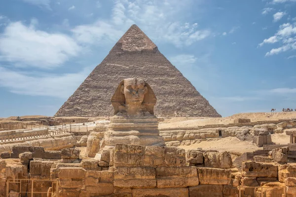 Grande Esfinge Pirâmides Famosa Maravilha Mundo Gizé Egito — Fotografia de Stock