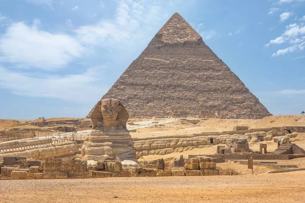 Grande Sfinge Piramidi Famosa Meraviglia Del Mondo Giza Egitto — Foto Stock