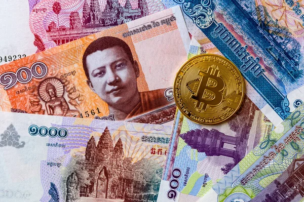 Fondo Del Riel Camboyano Apilado Khr Moneda Oficial Camboya Contra — Foto de Stock