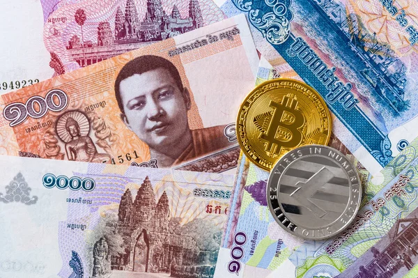 Fondo Del Riel Camboyano Apilado Khr Moneda Oficial Camboya Contra — Foto de Stock