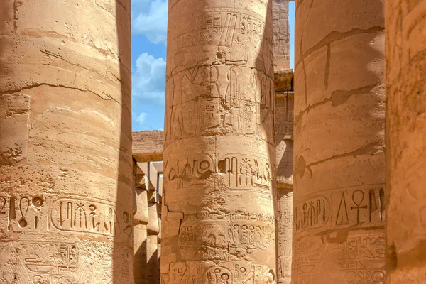 Grande Salão Hypostyle Nos Templos Karnak Antiga Tebas Luxor Egito — Fotografia de Stock