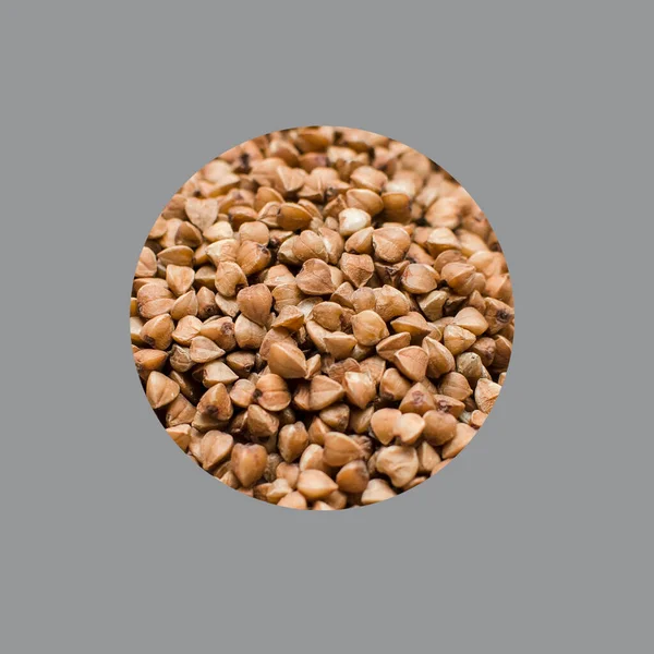 Buckwheat Grain Isolated Gray Background Form Circle — Stock Photo, Image