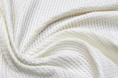 Sanatsal düzende pamuk kumaş matlasse fildişi. Doku, arkaplan, desen.