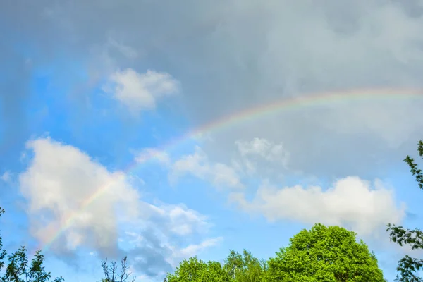 Natural Rainbow Blue Sky Rainy Clouds — Stock Photo, Image